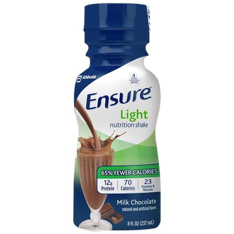 Abbott Ensure Light Ready-To-Drink Shake,Milk Chocolate,8fl. oz (237mL) Bottle,24/Case,64121