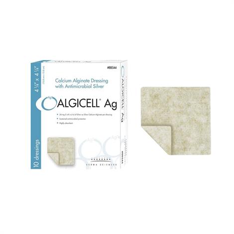 Derma Algicell Ag Calcium Alginate Dressing with Antimicrobial Silver,4" x 5" ,10/Pack,88545