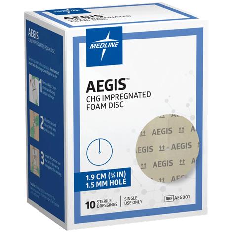 Medline Aegis CHG Impregnated Foam Disc,1" Disk,4mm Hole,40/Pack,AEG014
