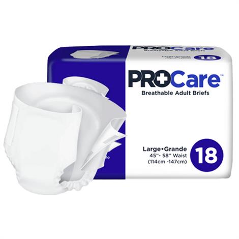 ProCare Breathable Adult Briefs,X-Large,Fits Waist 59" - 64",15/Pack,4Pk/Case,CRB0141