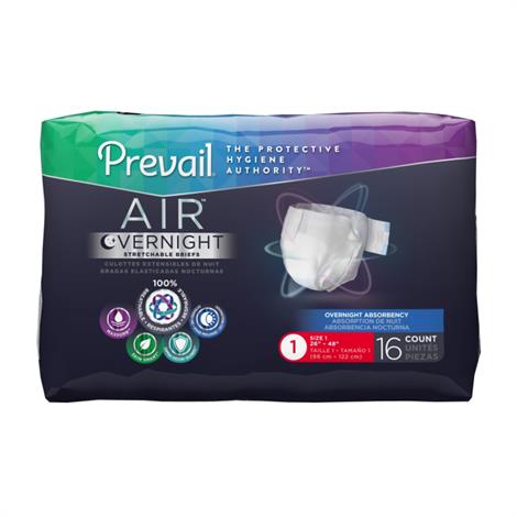 Prevail Air Overnight Stretchable Briefs - Ultimate Absorbency,X-Large,Fits Waist 59" to 64",Seafoam,15/Pack,4Pk/Case,NGX014